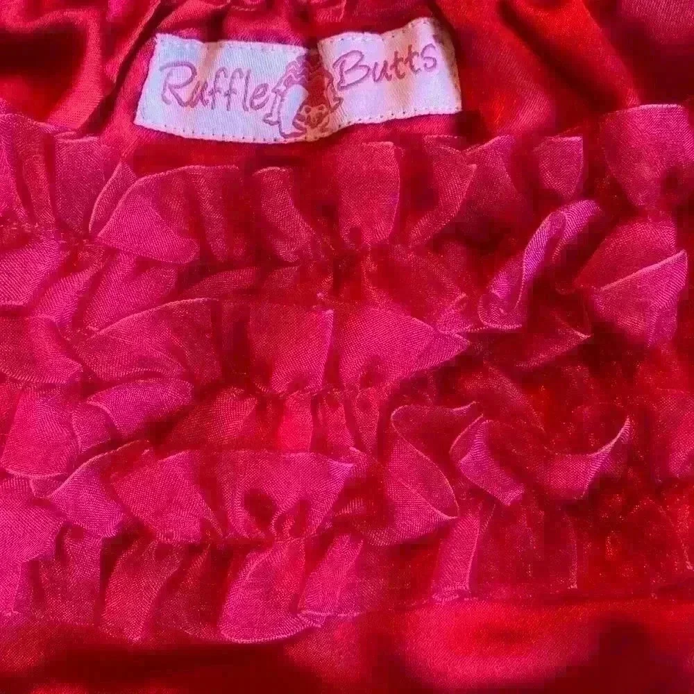 RuffleButt Red Satin Diaper Cover Ruffles Bloomer size 12-18 months